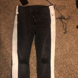Designer Ripped Jeans with White Stripe